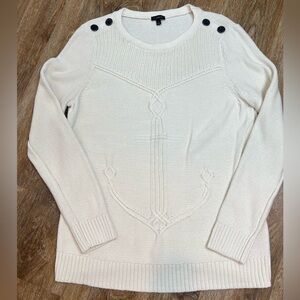 Talbots Anchor Pullover Cream Sweater
Womens Large Buttons Cozy Knit Cotton